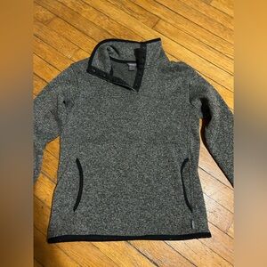 Women’s Gray Eddie Bauer Sweater 1/5 Button with Black Accents XS